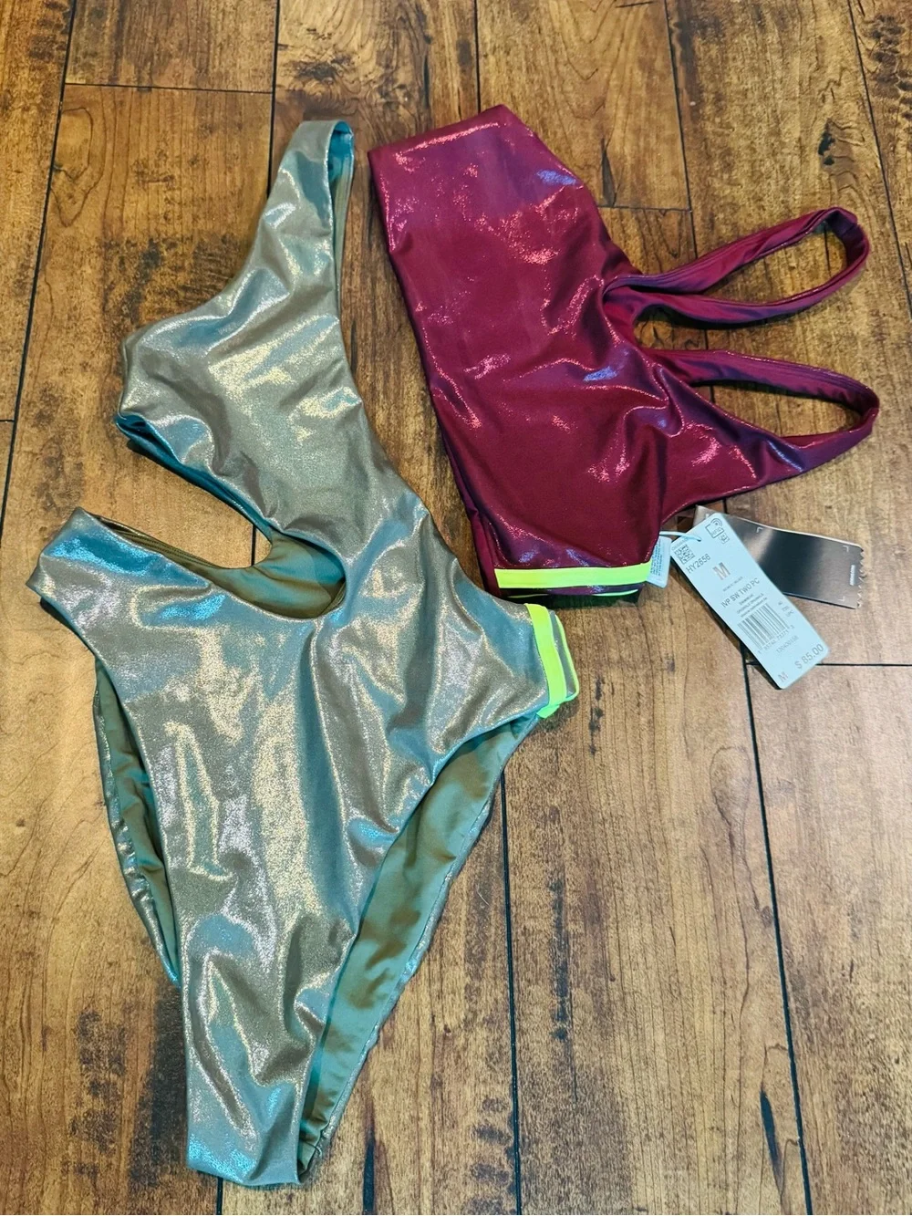 NWT SOLDOUT Adidas Ivy Park Beyoncé Metallic Asymmetric Cutout Swimsuit, US M - Picture 8 of 8